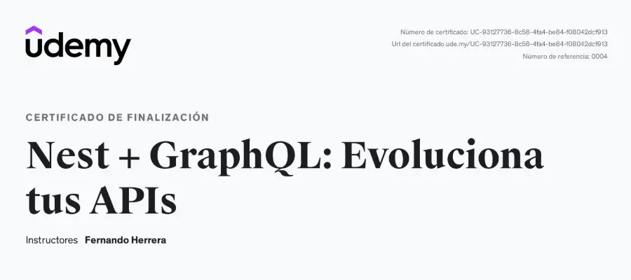 Certificate: Nest + GraphQL: Evoluciona tus APIs